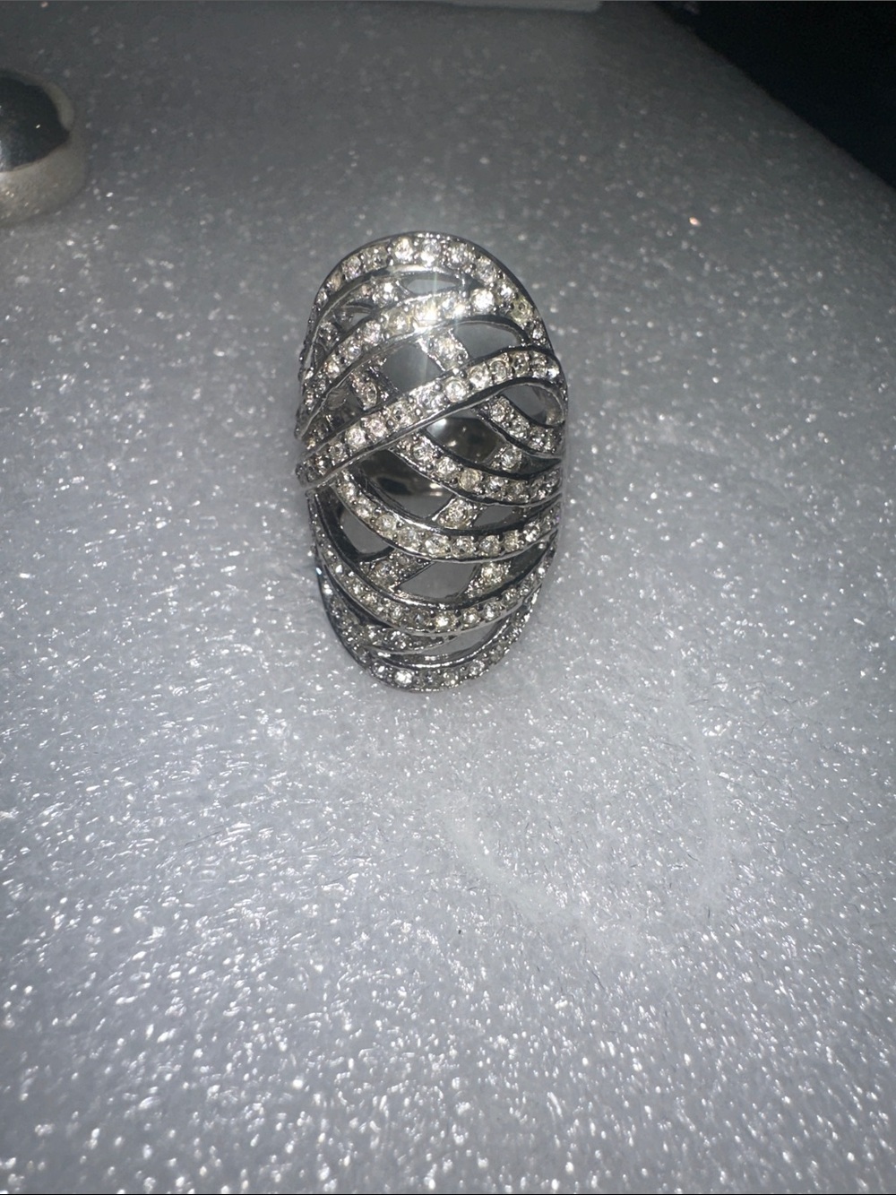 Silver Crystal Dome Statement Ring - Women's Jewelry